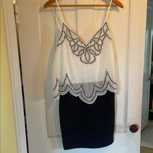 White and Black Beaded Dress